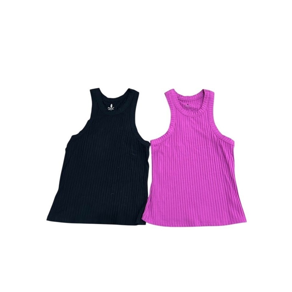 Free People‎ Movement Ribbed Tank Tops Black Purple Set Size Medium